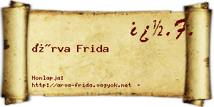 Árva Frida névjegykártya